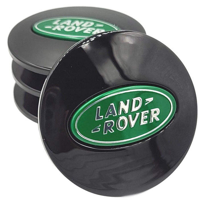 Set 4 capace jante LAND ROVER, RANGE ROVER negru /verde 62/47mm