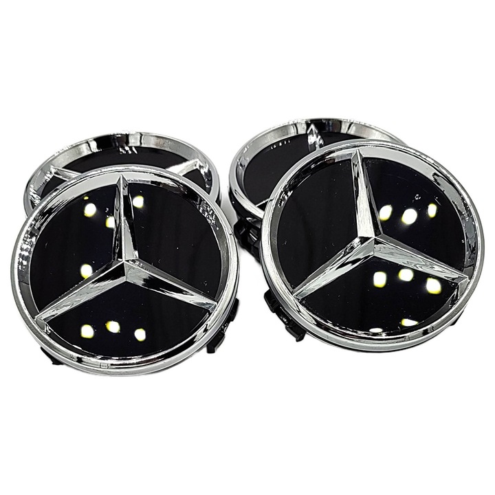 Set 4 capace centrale pentru jante MERCEDES 60 mm, negru