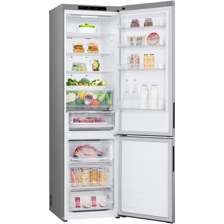 Combina figorifica LG GBV22NCCPY, 387 l, No Frost, Clasa C, Compresor Inverter, Door cooling, H 203 cm, Argintiu