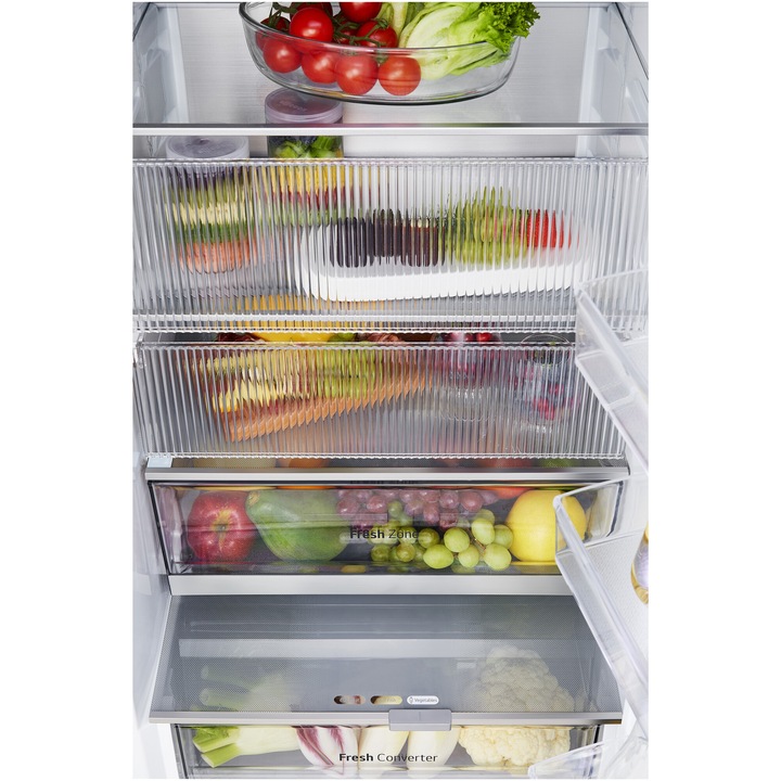 Combina frigorifica LG MoodUP GBG7190CEV, 349 l, InstaView, Compresor Smart Inverter, Wi-Fi, Linear Cooling, Clasa C, H 186 cm, Multicolor