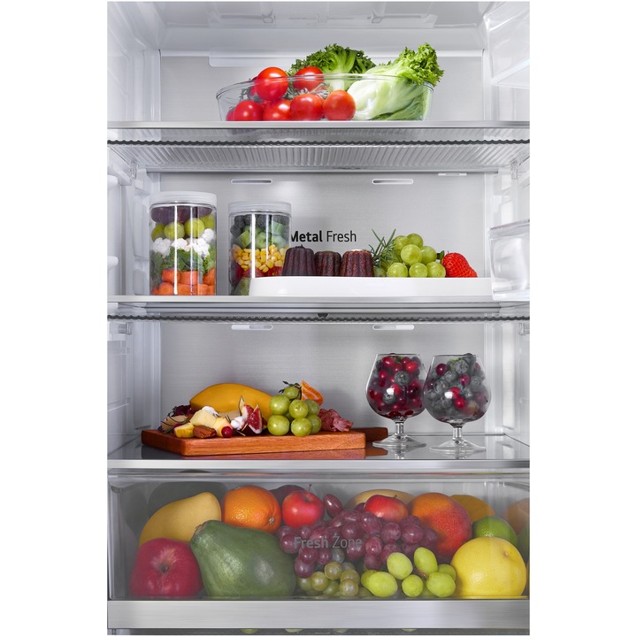 Combina frigorifica LG MoodUP GBG7190CEV, 349 l, InstaView, Compresor Smart Inverter, Wi-Fi, Linear Cooling, Clasa C, H 186 cm, Multicolor