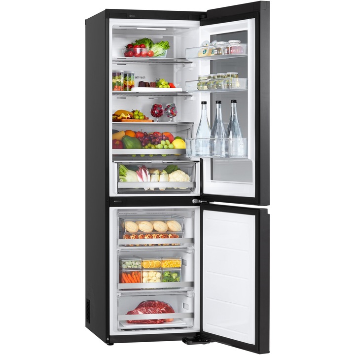 Combina frigorifica LG GBG5160CEV, 349 l, No Frost, InstaView, Compresor Smart Inverter, Wi-Fi, Door Cooling+, Clasa C, H 186 cm, Negru