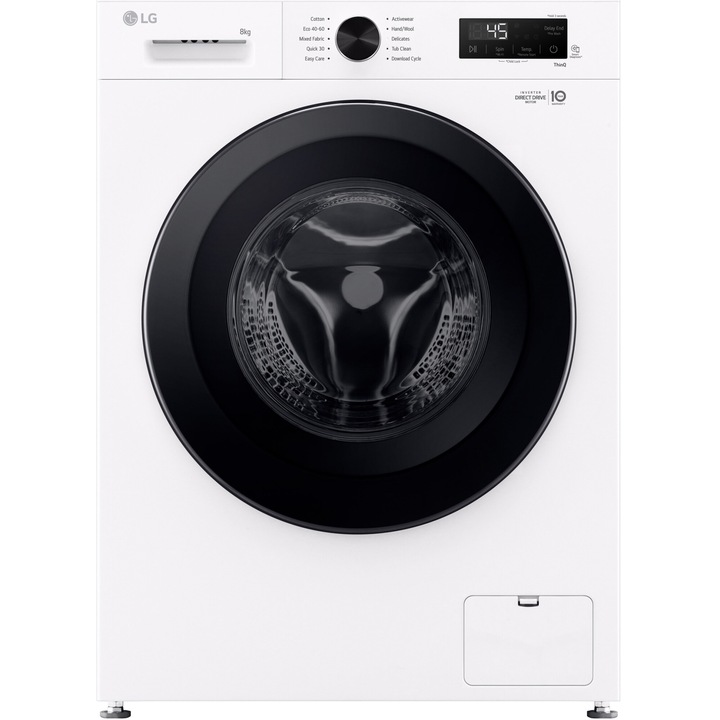 Пералня LG F4X1008NWK, Клас А, 8 кг, 1400 об/мин, 6 Motion, Inverter Direct Drive, Steam, Wi-Fi, Бял
