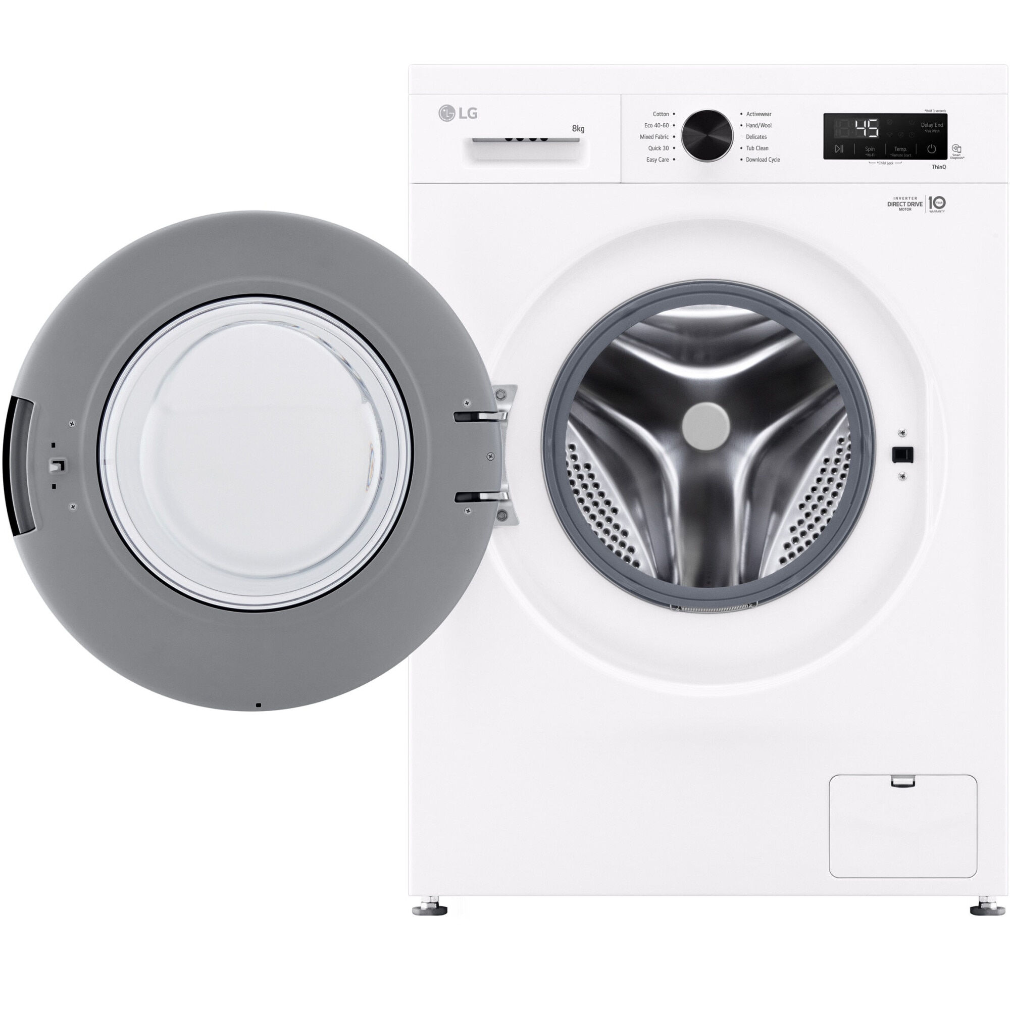 Masina de spalat rufe LG F4X1008NWK, 8 kg, Clasa A, 1400 RPM, 6 Motion, Inverter Direct Drive, Wi-Fi, Alb