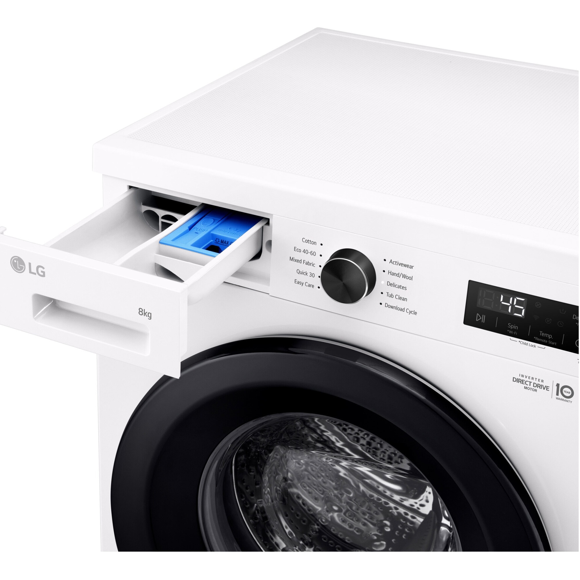Masina de spalat rufe LG F4X1008NWK, 8 kg, Clasa A, 1400 RPM, 6 Motion, Inverter Direct Drive, Wi-Fi, Alb