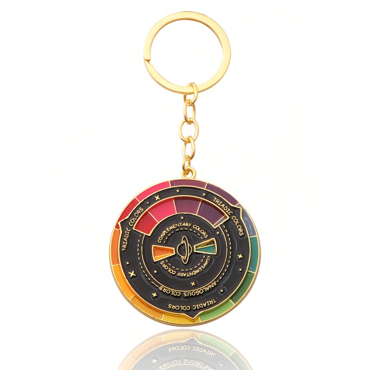 Színes kulcstartó, kreatív dizájn, ötvözet, 5,4x5,1 cm