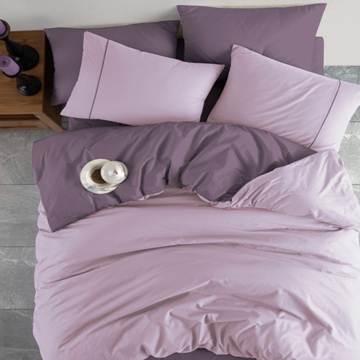 Dupla ágynemű, 100% ranforce pamut, 240x260 cm, 4 db, Bahar Tekstil, Manila Lila/Purple