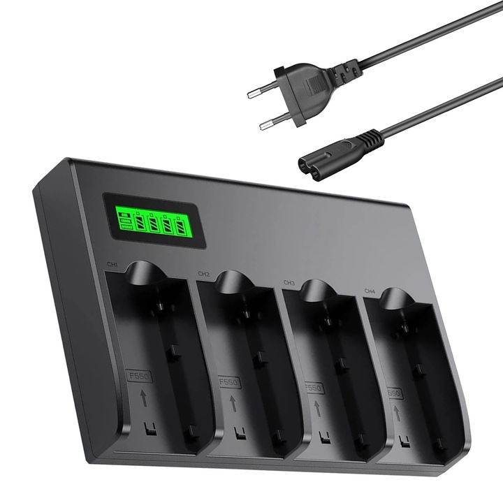 Incarcator FAST Charge cu 4 sloturi pentru acumulatori NP-F550 NP-F750 NP-F960 NP-F970 NP-F980