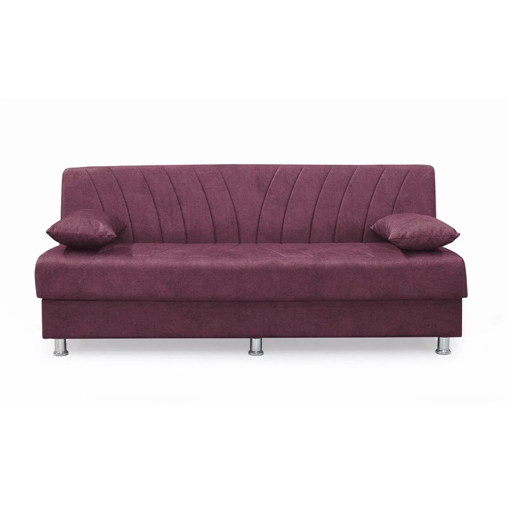 Canapea extensibila Expomob VALERIA, 3 locuri, cu arcuri si lada depozitare, dimensiune 190x82x83 cm, culoare mov