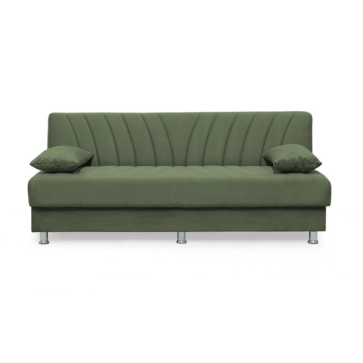 Canapea extensibila Expomob VALERIA, 3 locuri, cu arcuri si lada depozitare, dimensiune 190x82x83 cm, culoare verde