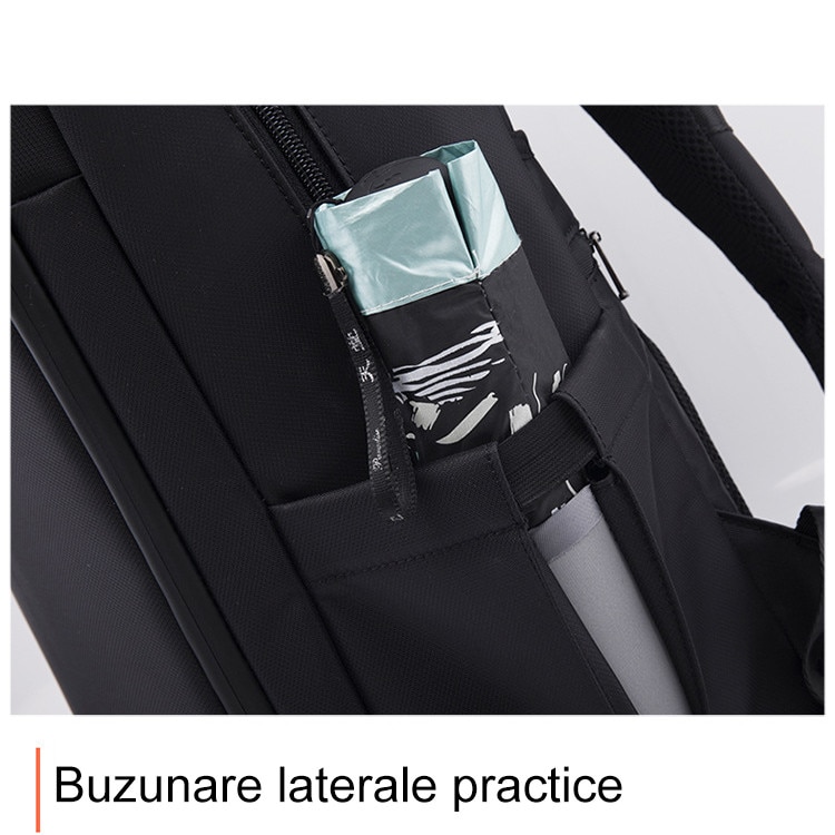 Rucsac, rucsac pentru laptop, geanta de umar, rucsac de calatorie, Fudisenn®, compatibil cu laptopuri de pana la 15,6 inci, impermeabil, design cu mai multe compartimente, cu port de incarcare USB, unisex, negru