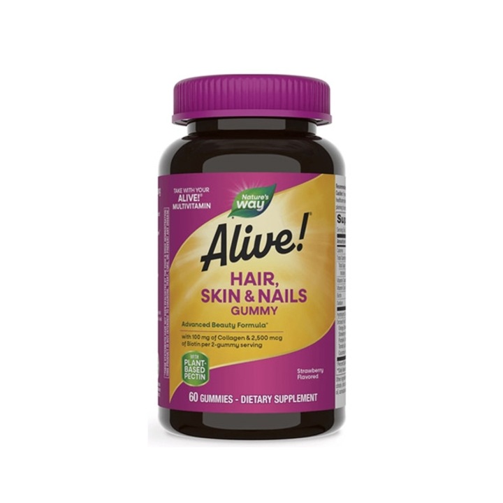 Suplimentar Alimentar, Natures Way, Alive! Gumii pentru par, piele si unghii, 60 Capsule amestecabile