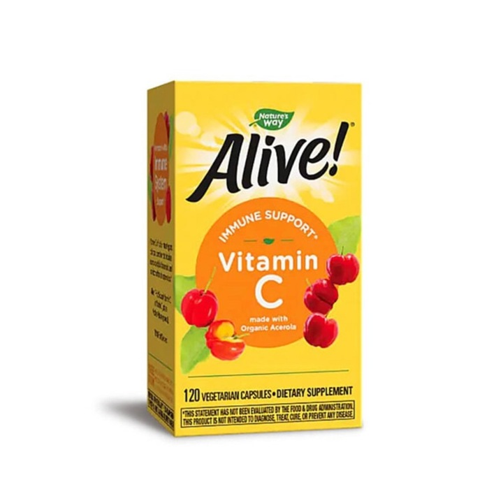 Suplimentar Alimentar, Natures Way, Alive! Vitamina C din Acerola organica, 120 capsule