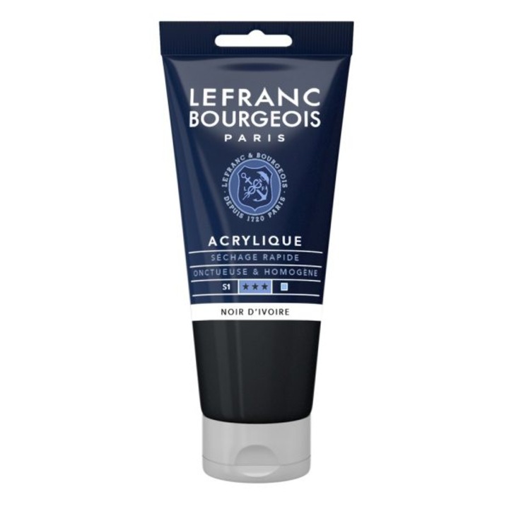 Culoare acrilica fina, Lefranc & Bourgeois, ivory black 269, 80ml
