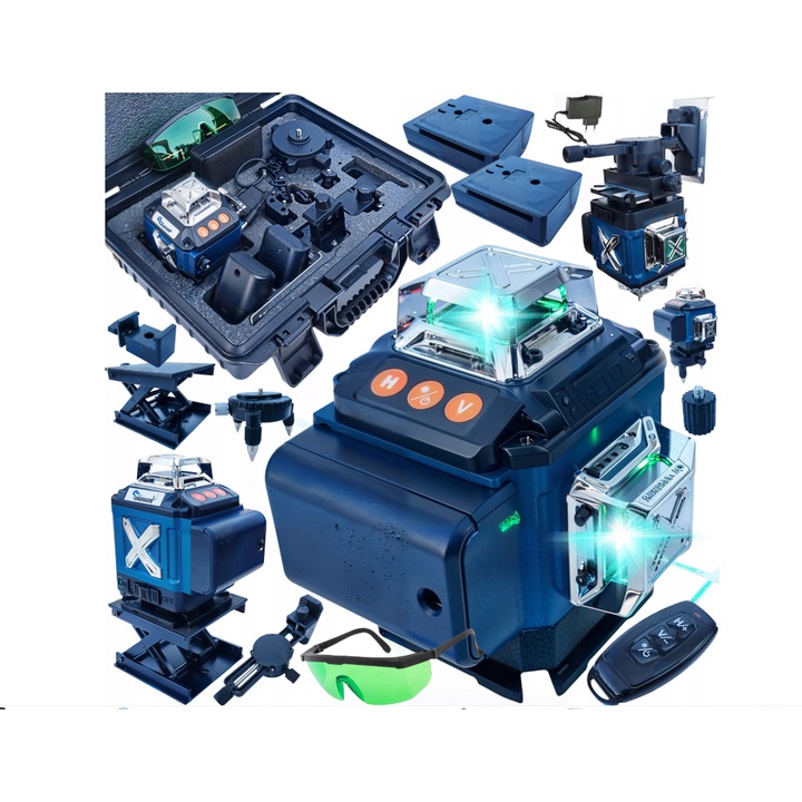 Nivela laser cu autonivelare 4D, lumina verde, Ondragon OD2221