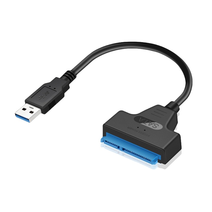 Külső merevlemez átalakító kábel, több eszközzel kompatibilis, SATA-USB 3.0, TOS, 20 cm, 2,5", fekete