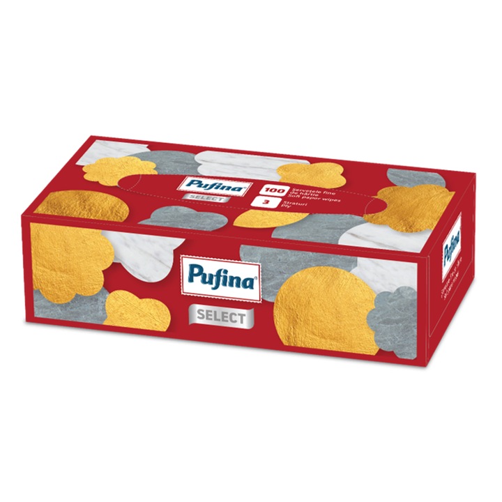 Servetele Faciale Pufina Select, 3 straturi, 100 Buc