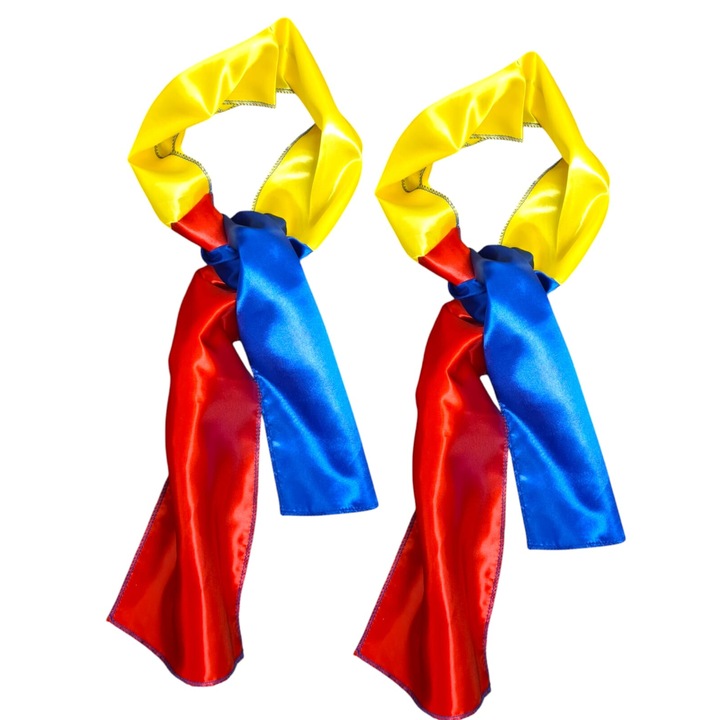 2 db háromszínű szatén sál készlet, 150 cm x 19,5 cm