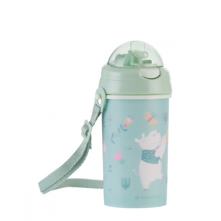 KikkaBoo szilikon szívószál csésze pánttal 450 ml KikkaBoo Music Fest Mint