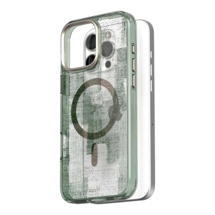 Калъф, Moshi iGlaze MagSafe, iPhone 16 Pro Max, прозрачни зелени със сребърно