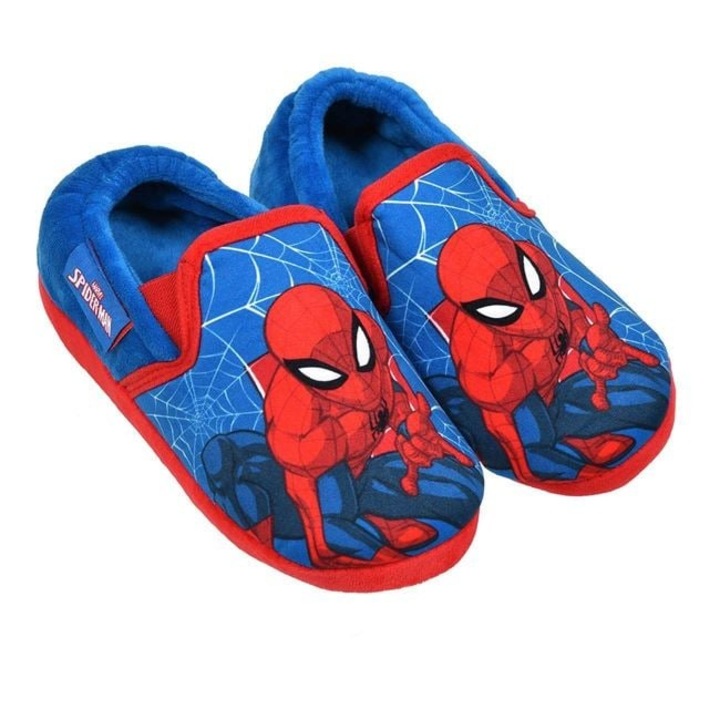 Papuci de casa Antbro® pentru baieti, cu banda elastica, model cu Spiderman, rosii/albastri, Albastru