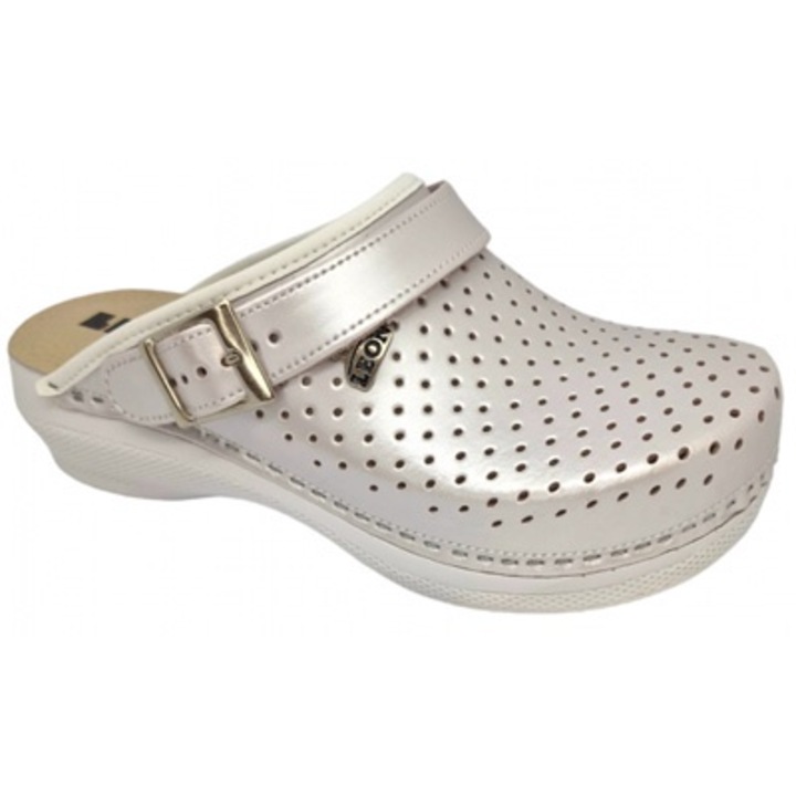 Saboti medicali Leon 101 negru perforat dama, Perla, 40