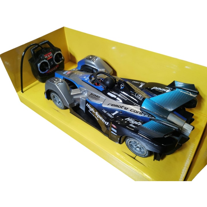 Masina de Formula 1 cu Radiocomanda 4 Directii, Scara 1:12, Acumulator inclus cu incarcare USB, Viteza de 20km/h, Lumini, Suspensii, Protectie Frontala pentru Coliziuni, 35 cm, VisionXXI