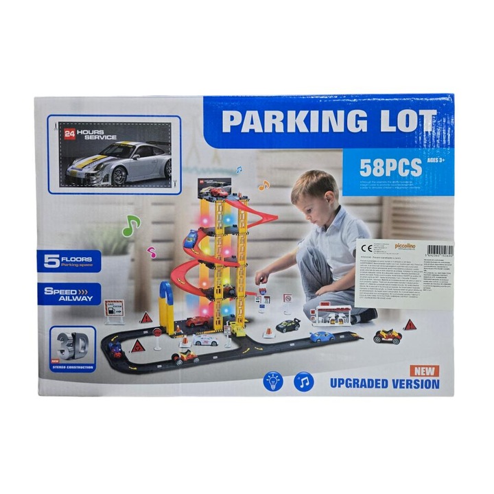 Parcare supraetajata cu lumini, sunete, 4 vehicule