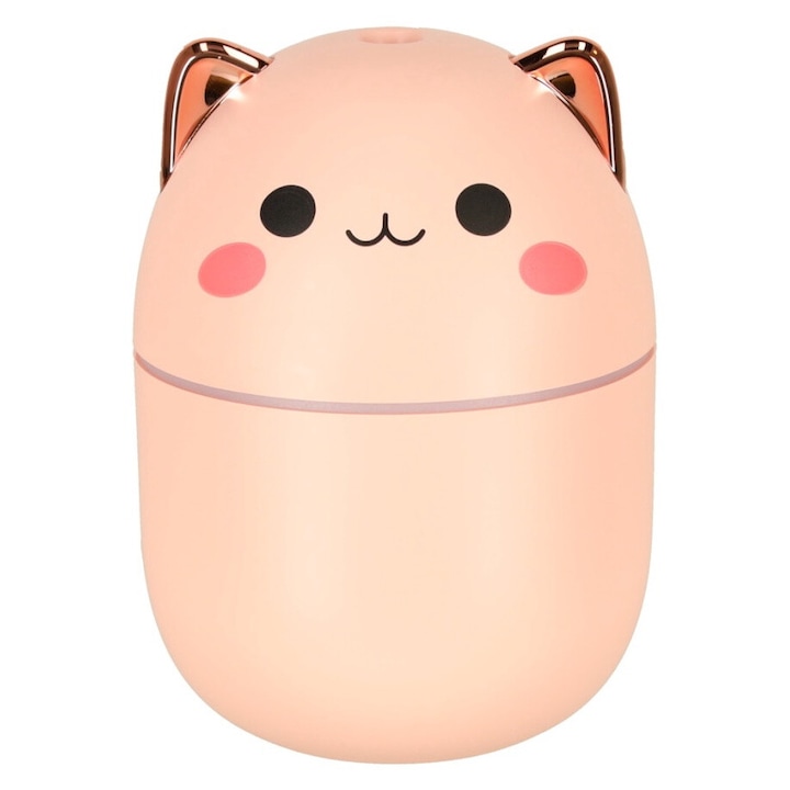 Umidificator Aer in forma de Pisica, cu lumina ambientala, Difuzor Aroma terapie