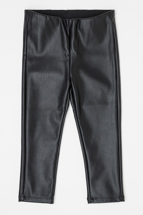 s.Oliver, Rugalmas derekú műbőr nadrág, Fekete, 140 CM