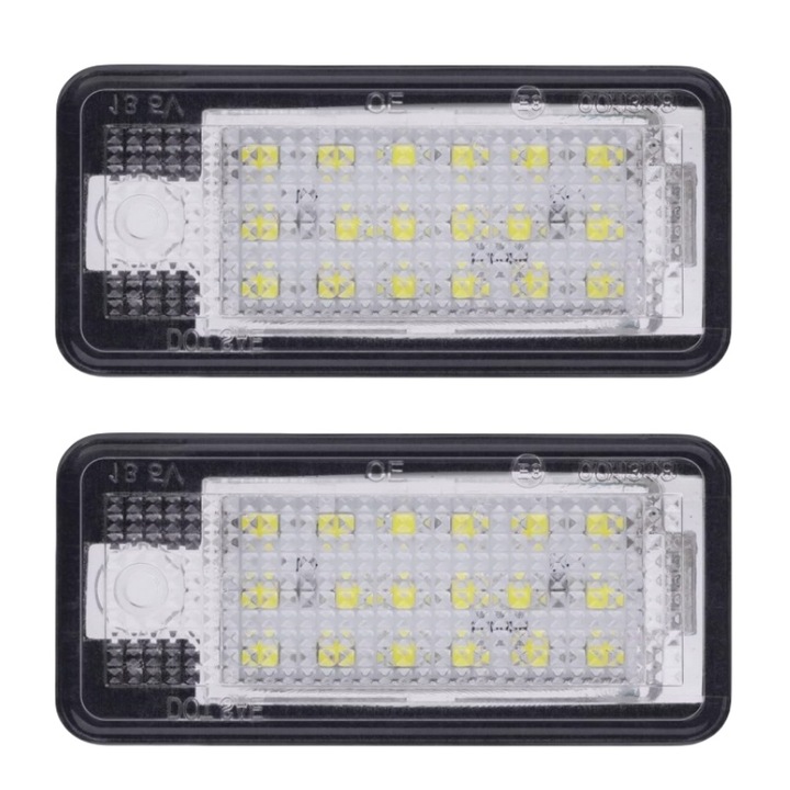 Set de 2 Lampi LED pentru Numar de Inmatriculare, AjieQaQ, Alb Rece, 6500k, Compatibile cu Audi A3 A4 A6 Q7 RS4 RS6