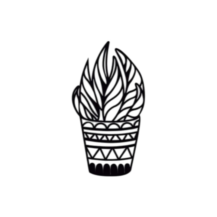 Tablou planta decorativa, 15x21 cm, negru, PLA