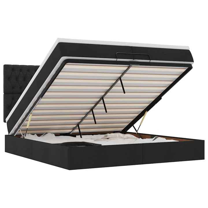 VidaXL oszmán ágykeret matracokkal Fekete 200x200cm szövet 62.32 kg