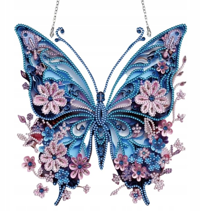 Set de Mozaica Diamentina 5D, M IMPORT, Motif fluture, 23,5x25cm, Multicolor