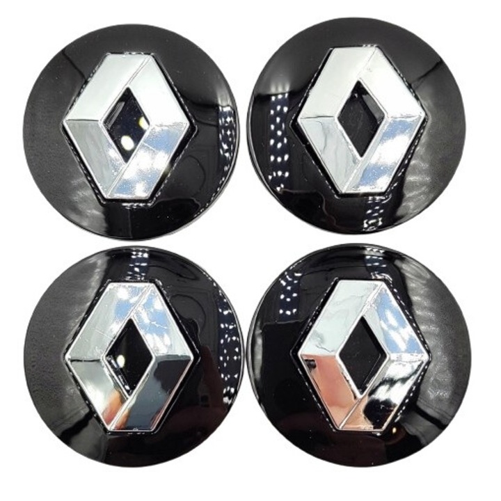 Комплект 4 Тасове, RENAULT, 57мм, Черни, Сребристи