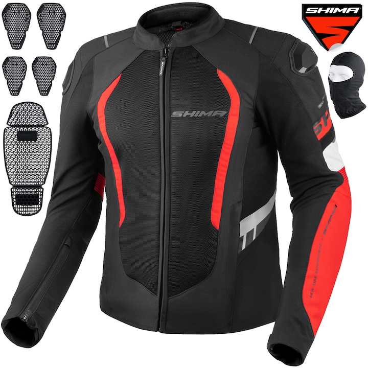 Geaca moto textil, Shima Mesh Pro 2.0, Negru/Rosu, L