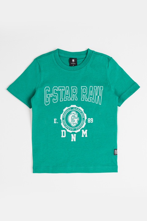 G-STAR, Organikuspamut póló nagy logóval, Zöld/Csontszín
