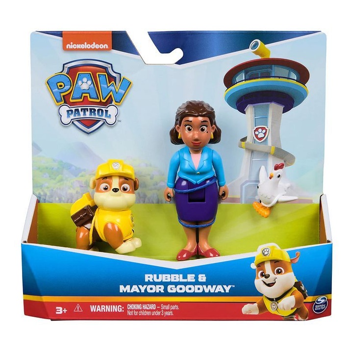 Комплект фигурка и 2 животни, Paw Patrol, Rubble, Goodway и Chickaletta