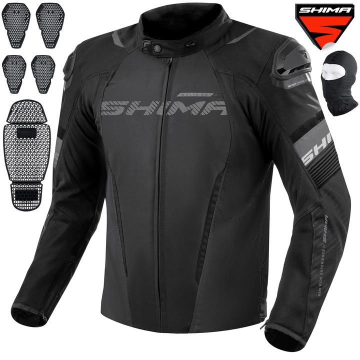 Geaca moto textil, Shima Solid 2.0, Rezistant la apa, Negru, 4XL + GRATUIT