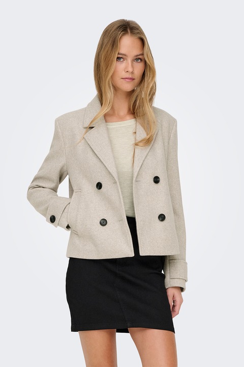 ONLY, Palton scurt cu doua randuri de nasturi Freja, Crem