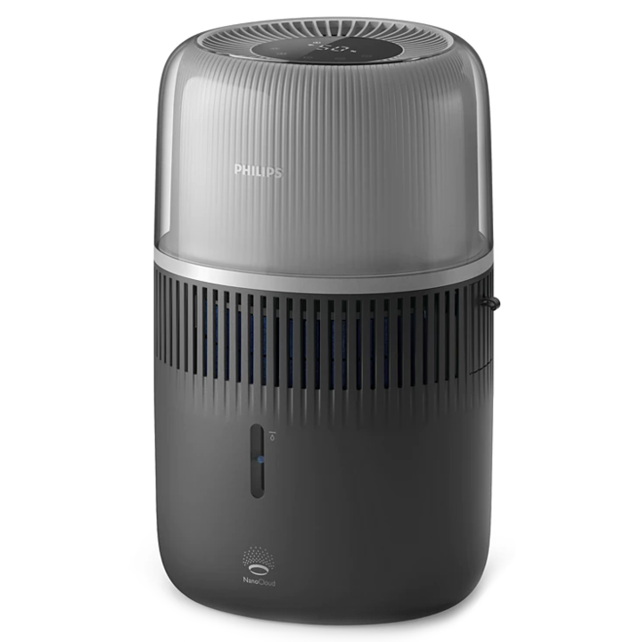 Овлажнител за въздух Philips серия 5000 HU5710/03, С технология NanoCloud (излъчва 99% по-малко бактерии), Въгленно сив цвят, Капацитет на овлажняване: 400 мл/ч, макс. Покрита площ 56 кв.м, Филтър: FY5030/00