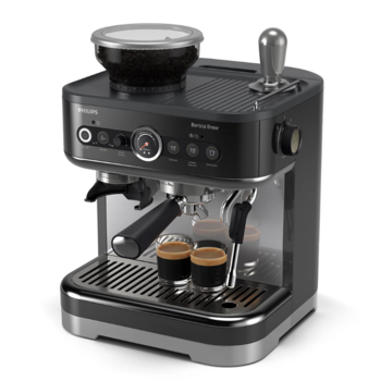 Espressor Philips Barista Brew PSA3218/10 semi-automat cu rasnita conica metalica, 15 bari, Recipient boabe de 250g, Sigiliu premium calibrat, Vas lapte Temperature Perfection, Portfiltru din otel inoxidabil de 58 mm, metalic negru Espressor Philips Barista Brew PSA3218/10 semi-automat cu rasnita conica metalica, 15 bari, Recipient boabe de 250g, Sigiliu premium calibrat, Vas lapte Temperature Perfection, Portfiltru din otel inoxidabil de 58 mm, metalic negru