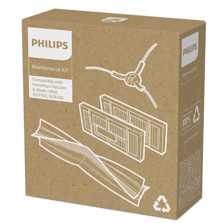 Kit de schimb Philips XV1492/10, pentru aspiratorul robot Philips seria 9000: 1 perie principala, 1 perie laterala si 2 filtre HEPA11 lavabile