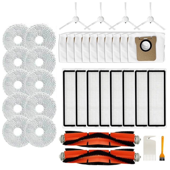 Set 36 accesorii, compatibile cu Xiaomi Mi Robot Vacuum Mop Cleaner B101CN, Filtru hepa 10 buc, Perie laterala 8 buc, 10x laveta