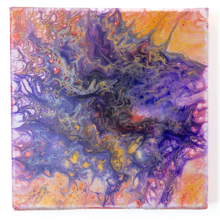 Tablou 3D Pictat Manual pe toate laturile, Unicat: Izvor de Energie, denumire engleza: The Energy Spring, Tablou Original pictat pe canvas 30 x 30 x 6 cm - Brand Academia Viata Constienta®