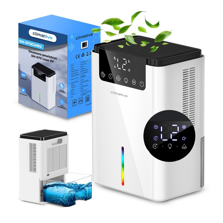 Klíma páramentesítővel, 2000 ml, fehér, maximum 25 m²-es helyiségekhez, UV lámpával és LED kijelzővel