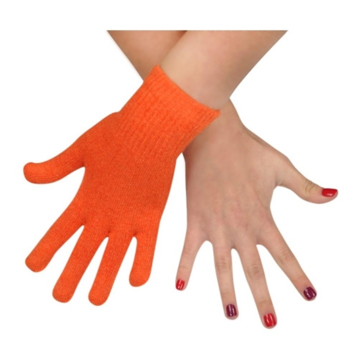 Manusi pentru fete, cu continut ridicat de lana. 19 cm, Portocaliu, 19 cm