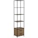 Biblioteca Actona Seaford 42x35x185 cm, cadru si baza din metal negru mat, 2 sertare si 3 rafturi, finisaj stejar salbatic