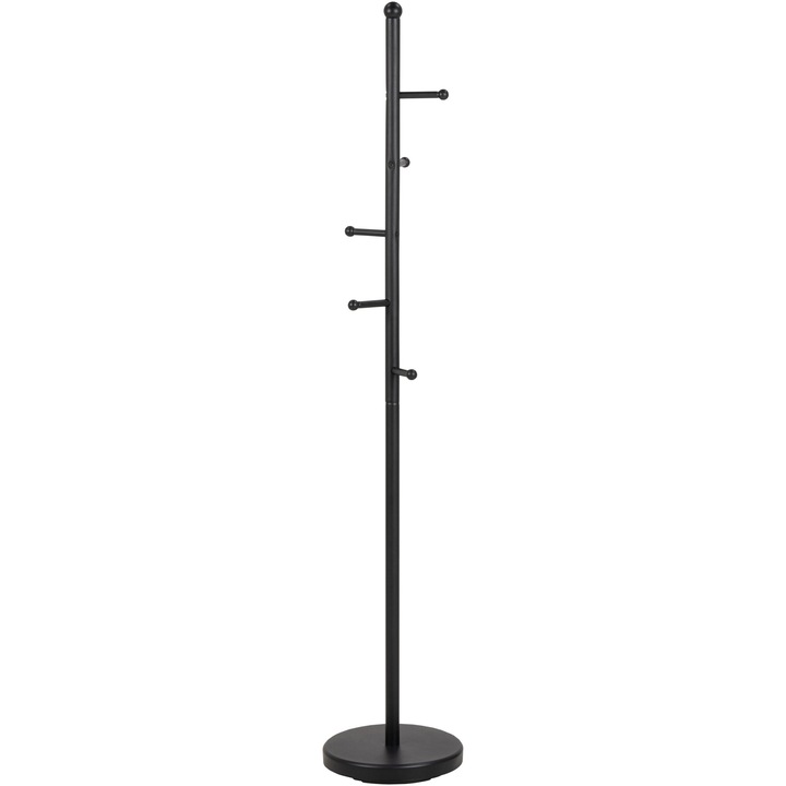 Cuier Actona Aspen, 32,3x32,3x170 cm, cadru si baza metal vopsit negru, model asimetric