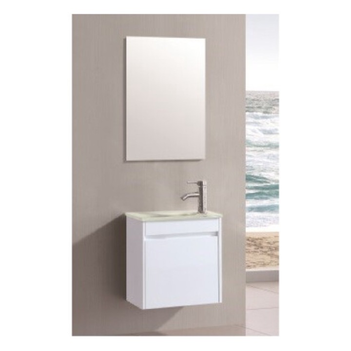 Set mobilier baie suspendat TRENDY’S, alb, 43x26x50 cm, cu o usa